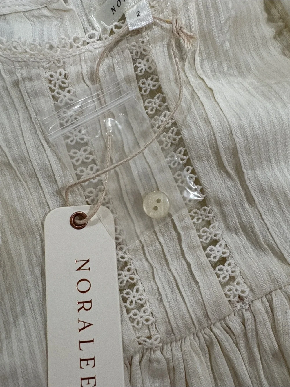 NWT Noralee Isla Dress White Girls' Flutter-Sleeve Cotton Dress
